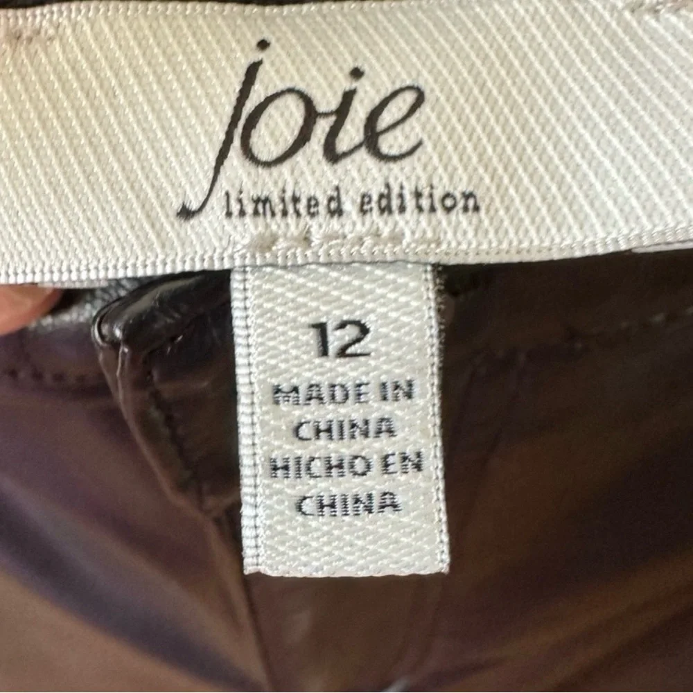 Joie Limited Edition Faux Leather Pants Black Size 12 NWT
